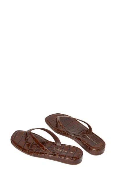 Loeffler Randall Lina Croc-effect Leather Thong Sandals In Brown