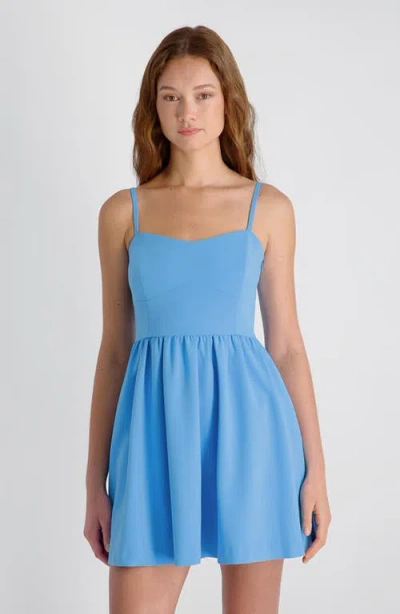 French Connection Whisper Multi Seam Strappy Mini Dress In Blue