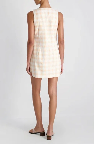 French Connection Aspen Gingham Linen Blend Minidress In Neutral