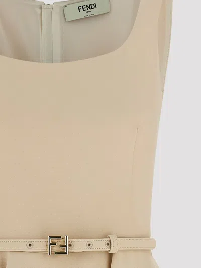 Fendi Abito Wool Silk In Metallic