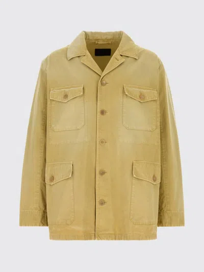 Prada Cotton Jacket Collared Design Four Pockets In Yellow