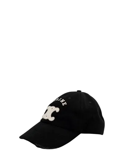 Celine Men Triomphe Baseball Cap In Black