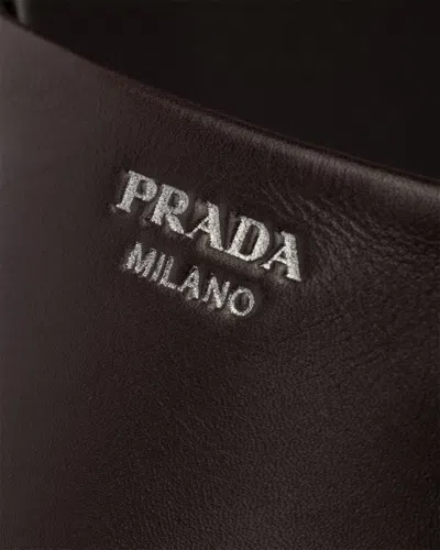 Prada Leather Slides In Brown