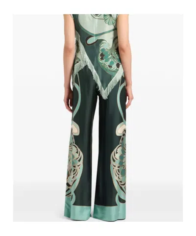 La Doublej La Double J Printed Silk-twill Palazzo Trousers In Blue