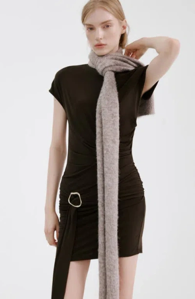 Mango Vestido Side Drape Top In Brown