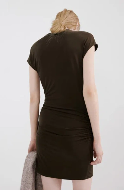 Mango Vestido Side Drape Top In Brown
