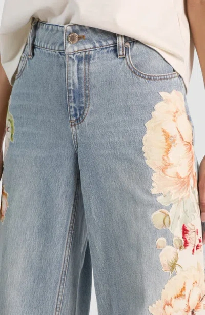 Alice And Olivia Amazing Low Rise Baggy Jeans In Silver Light Wash In Blue