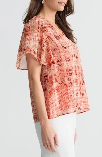 Kasper Flutter Sleeve Top In Multi