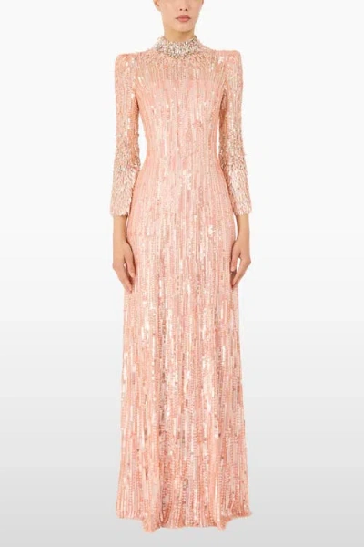 Jenny Packham Memphis Sequin-embellished Maxi Dress In Pink