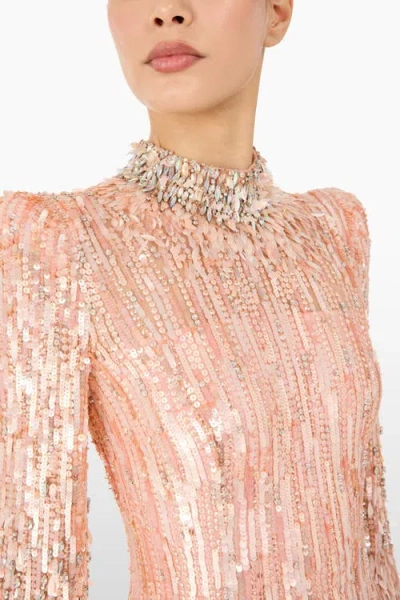 Jenny Packham Memphis Sequin-embellished Maxi Dress In Pink