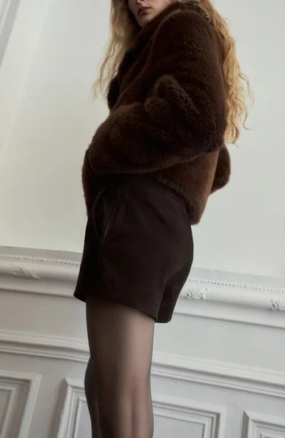 Mango Suede Shorts In Brown