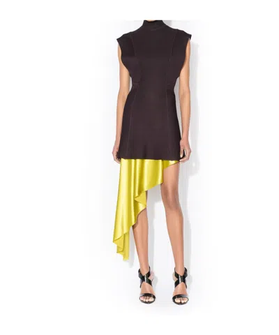 Alaïa Short Aubergine Silk Knit Dress In Brown