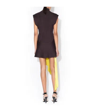 Alaïa Short Aubergine Silk Knit Dress In Brown