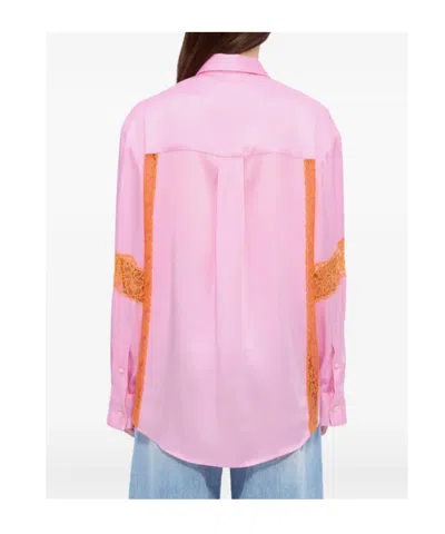 Msgm Camicia Con Inserti In Pizzo In Pink