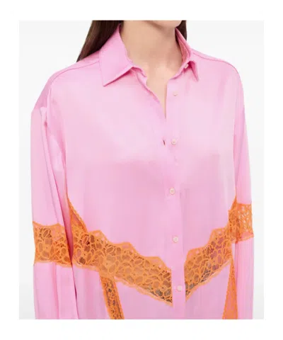 Msgm Camicia Con Inserti In Pizzo In Pink