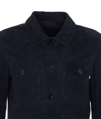 Tom Ford Suede Button-up Jacket In Blue