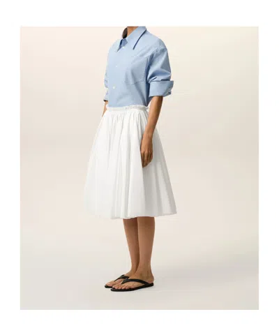 Ami Alexandre Mattiussi Ami Paris Ami Paris Cotton Midi Corolla Skirt In White