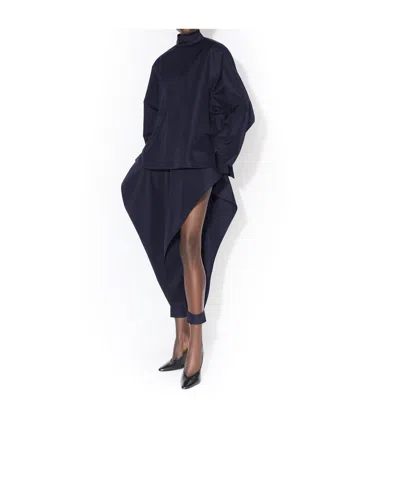 Alaïa Cotton Pointed Pants In Blue