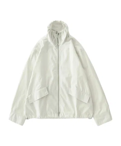 Studio Nicholson Drawstring Collar Zip Jacket Long Sleeves In Gray
