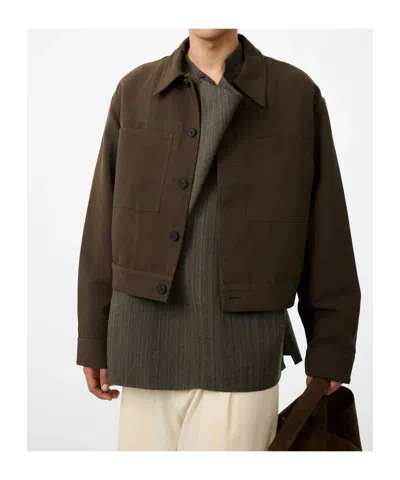 Studio Nicholson Piper Patch Pockets Cropped Jacket In Burgundy