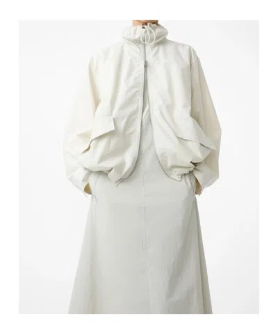 Studio Nicholson Drawstring Collar Zip Jacket Long Sleeves In Gray