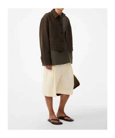 Studio Nicholson Piper Patch Pockets Cropped Jacket In Burgundy