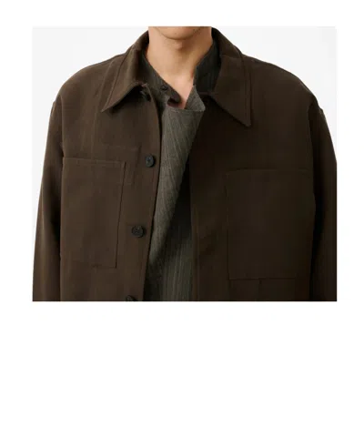 Studio Nicholson Piper Patch Pockets Cropped Jacket In Burgundy