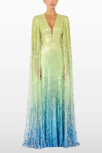 Jenny Packham Easy Breezy Sequin-embellished Maxi Dress In Green