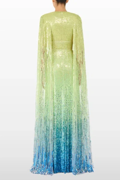Jenny Packham Easy Breezy Sequin-embellished Maxi Dress In Green