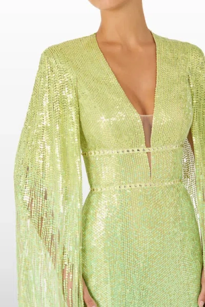 Jenny Packham Easy Breezy Sequin-embellished Maxi Dress In Green