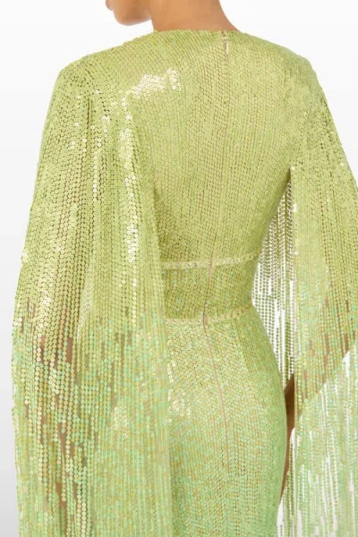 Jenny Packham Easy Breezy Sequin-embellished Maxi Dress In Green