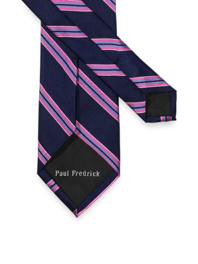 Paul Fredrick Patterned Woven Silk Tie In Blue