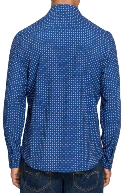 Construct Slim Fit Diamond Dot Performance Long Sleeve Shirt In Blue