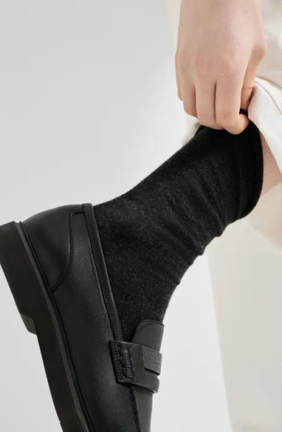 Brunello Cucinelli Wool-blend Calf Socks In Black