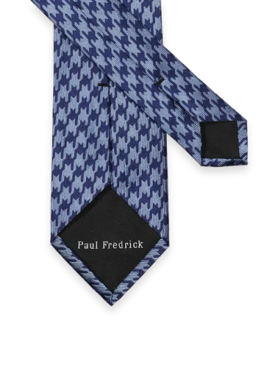 Paul Fredrick Patterned Woven Silk Tie In Blue