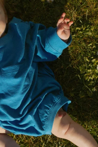 Winnie + Crew Harley Pocket Romper In Blue