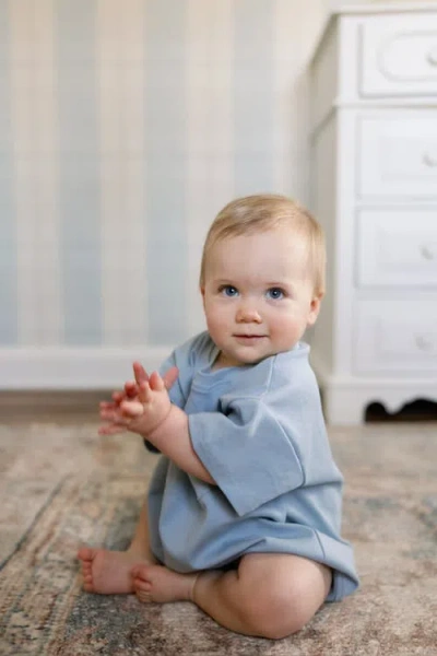 Winnie + Crew Cory Pocket Romper In Blue