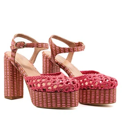 Andrea Gomez Beatriz  Raffia Platform In Pink