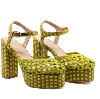 Andrea Gomez Beatriz  Raffia Platform In Yellow