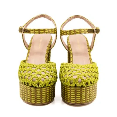 Andrea Gomez Beatriz  Raffia Platform In Yellow
