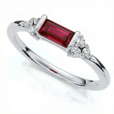Bliss Diamond 1/3ct Thin Ruby Diamond Stackable Wedding Ring 14k Gold Lab Grown In Metallic