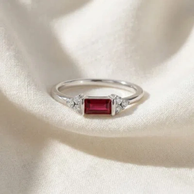Bliss Diamond 1/3ct Thin Ruby Diamond Stackable Wedding Ring 14k Gold Lab Grown In Metallic