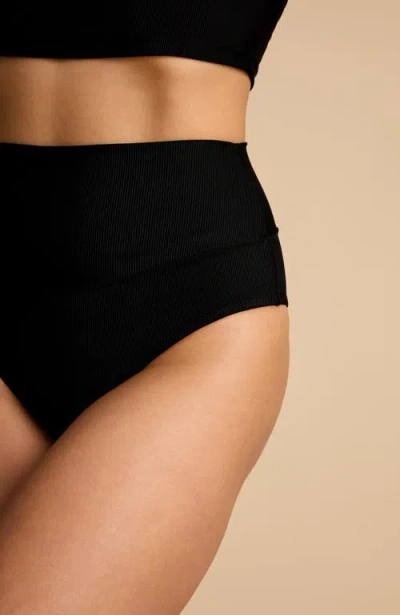 Pepper High Waisted Bikini Bottom In Black