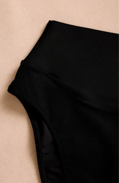 Pepper High Waisted Bikini Bottom In Black