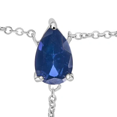 Haus Of Brilliance Sterling Silver Created Blue Sapphire And Diamond Accent Y Necklace In Metallic