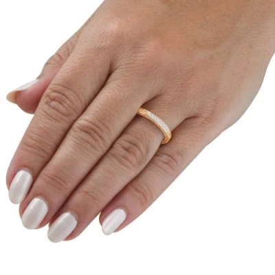 Bliss Diamond Stackable Diamond Wedding Ring Scroll Pattern Band 14k Gold Lab Grown In Metallic