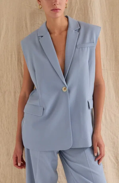 Crescent Oversized Blazer Vest In Blue