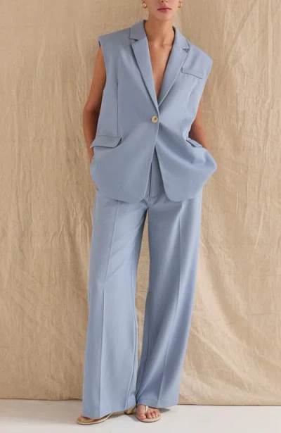 Crescent Oversized Blazer Vest In Blue