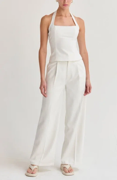Crescent Tailored Halter Top In White