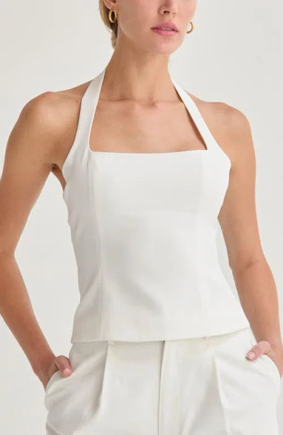 Crescent Tailored Halter Top In White